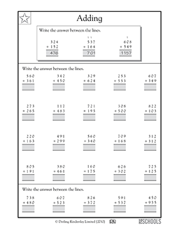 2nd grade, 3rd grade Math Worksheets: Addition with 3-digit numbers #2