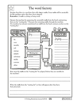 3rd grade, 4th grade Writing Worksheets: Verb machine! | GreatKids