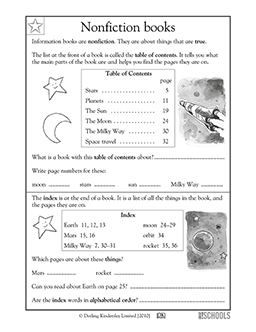 1st grade Reading Worksheets: Table of contents and index #2 | GreatKids