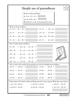 5th grade Math Worksheets: Simple use of parentheses | GreatSchools
