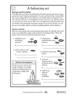 5th grade Science Worksheets: A healthy diet is a balancing act  GreatSchools