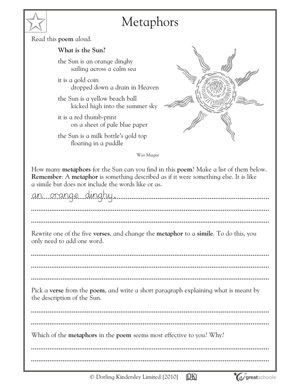 5 great reading worksheets: grade 4 - Metaphors | GreatSchools