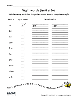 1st grade sight words list 1 of 20 1st grade word lists worksheets greatschools