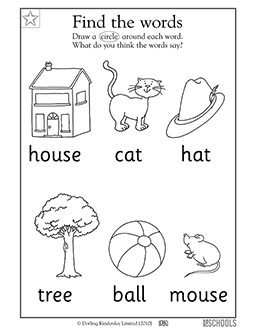 “Reading” pictures #1 PDF Worksheet: Preschool, Kindergarten Reading