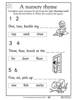 Kindergarten Preschool Reading Writing Worksheets Nursery Rhyme