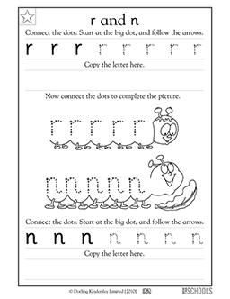 lowercase r and n kindergarten preschool reading writing worksheet greatschools