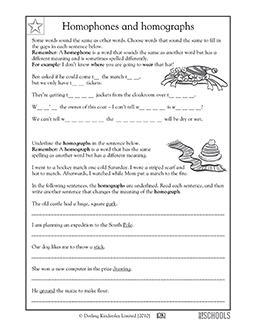 homophones and homographs 4th grade 5th grade writing