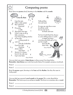 worksheets poems comparing grade reading 5th poetry comprehension printable read worksheet contrast compare middle activities language writing greatschools understanding structure