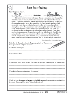 finding key points 4th grade 5th grade reading writing worksheet greatschools