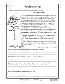 reading comprehension voice of nature 4th grade reading writing worksheet greatschools