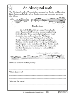 reading comprehension myth about thunderstorms 3rd grade reading writing worksheet greatschools