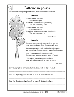 poems worksheet for grade 3