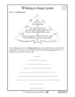 Poems: shape poems | 2nd grade, 3rd grade Reading, Writing Worksheet