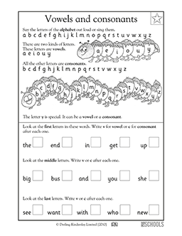 vowels and consonants kindergarten reading worksheet greatschools