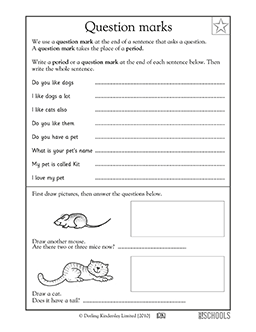 1st Grade Kindergarten Writing Worksheets Question Marks 1