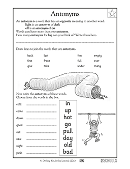 antonyms 1st grade kindergarten reading writing