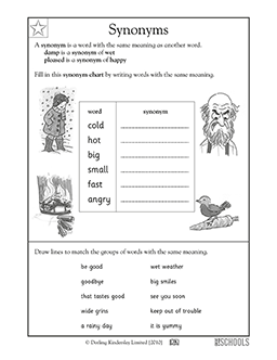 1st Grade 2nd Grade Reading Worksheets Synonyms Greatschools