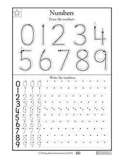 trace the numbers 1st grade kindergarten math worksheet greatschools