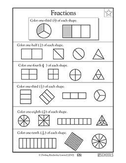 shape fractions 1st grade 2nd grade 3rd grade math worksheet greatschools