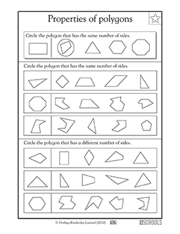 2nd grade Math Worksheets: Properties of polygons, same number of sides ...