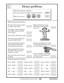 2nd Grade 3rd Grade Math Worksheets Money Word Problems 2