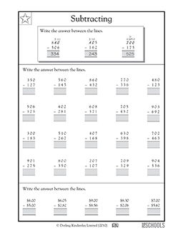 subtraction with 3 digit numbers 3 2nd grade 3rd grade math worksheet greatschools