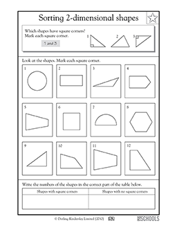 2nd grade, 3rd grade Math Worksheets: Finding square corners #4 ...