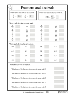 Fractions And Decimals | 4Th Grade Math Worksheet | Greatschools