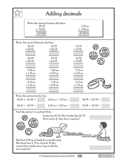 adding decimals 4th 5th grade 4th grade 5th grade math worksheet greatschools