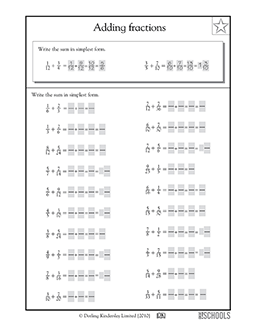 adding fractions uncommon denominators 4th grade 5th grade math worksheet greatschools
