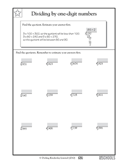 dividing and finding remainders 3 digit numbers 4th grade math worksheet greatschools