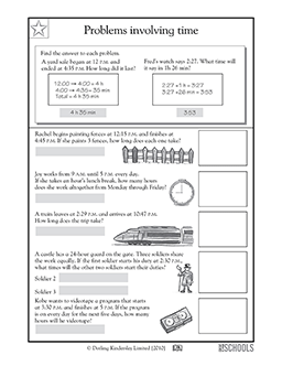 4th Grade Math Worksheets Problems Involving Time Greatschools