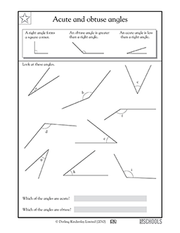 Acute and obtuse angles | 4th grade Math Worksheet | GreatSchools