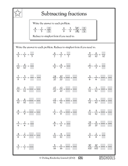 subtracting fractions 4th grade math worksheet greatschools