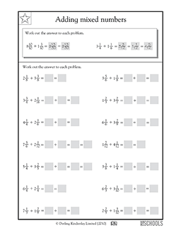 Adding mixed numbers #2 | 5th grade Math Worksheet | GreatSchools