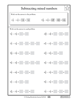 subtracting mixed numbers 5th grade math worksheet greatschools