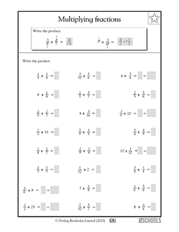 multiplying fractions 5th grade math worksheet greatschools