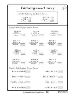 5th grade Math Worksheets: Estimating sums of money ...