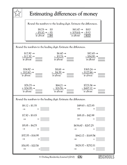 estimating differences of money 5th grade math worksheet greatschools