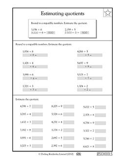 estimating quotients 4th grade math worksheet greatschools