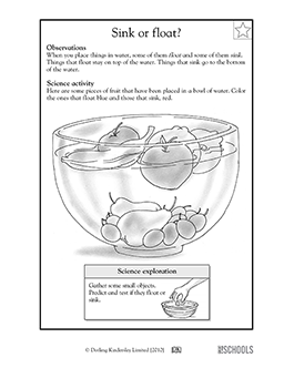 Sink or float? | 1st grade, 2nd grade, Kindergarten Science Worksheet