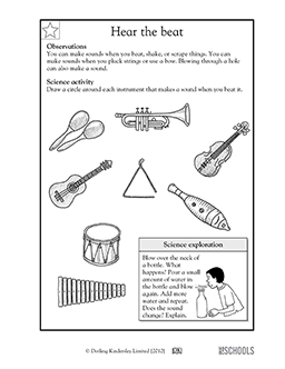 Hear the beat | 1st grade, 2nd grade, Kindergarten Science Worksheet