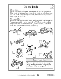 It's too loud! | 1st grade, 2nd grade, Kindergarten Science Worksheet