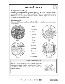 Animal habitats | 3rd grade, 4th grade Science Worksheet | GreatSchools