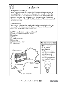 electric circuit 3rd grade 4th grade science worksheet greatschools