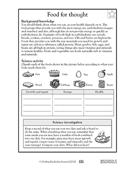 5th grade Science Worksheets: Food for thought | GreatSchools