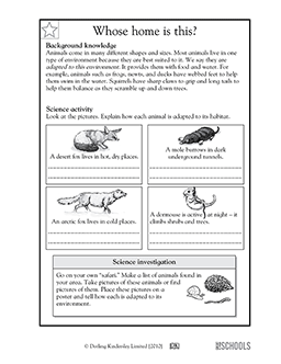 animal habitats 3rd grade 4th grade science worksheet greatschools
