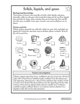 solids liquids and gases 5th grade science worksheet greatschools