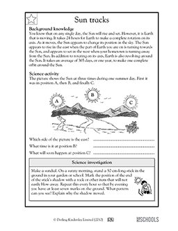 Sun tracks | 5th grade Science Worksheet | GreatSchools