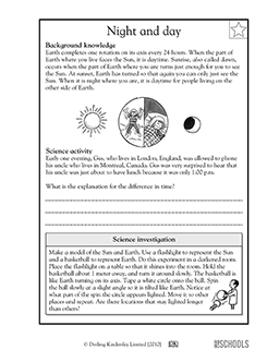 night here day there 5th grade science worksheet greatschools